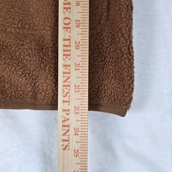 Fashion Sherpa Fleece Jacket Women Brown Polyester Medium Zip Pockets Snap Comfy - Picture 8 of 11